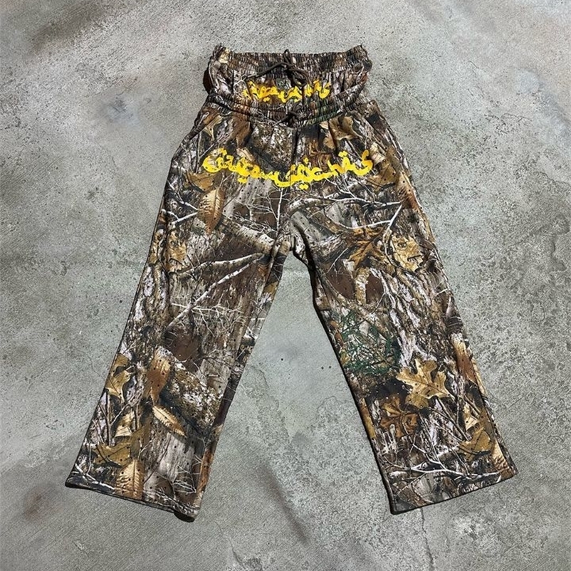 Retro Camo Sweatpants Y2K Pants Mens Womens Hip Hop Tactical Camo Baggy Casual Pants Gothic Elastic Waist Jogging Trousers 241226