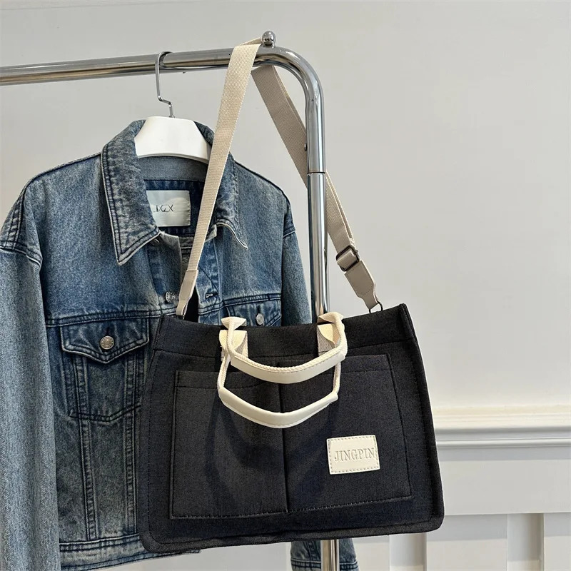 Simple Cotton And En Tote Texture Large Capacity Commuter Messenger Bag