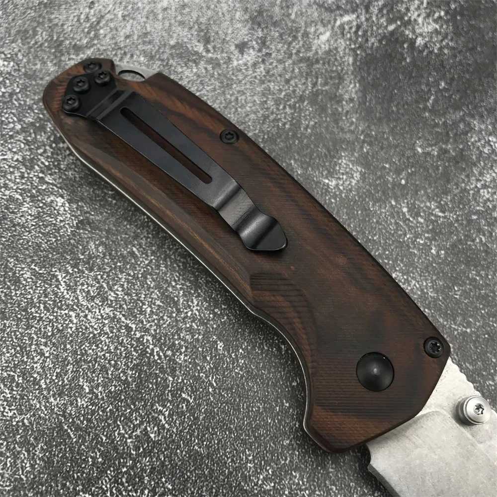 High Quality 15031 Hunt North Fork Folding Knife 2.97 8Cr13Mov Blade Stabilized Wood Hands Outdoor Survival Cam ToolXJ241228