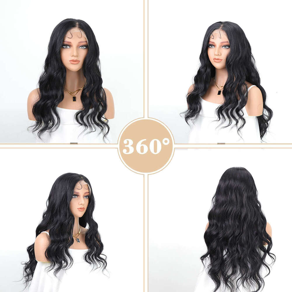 Women's Hand Woven 13 * 4 Synthetic Wig Headband With Black Long Curly Hair Lace Wigs Kq2 Kq2