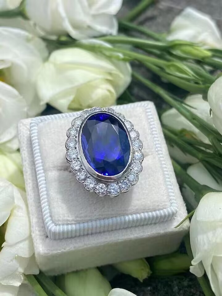 Choucong Brand Wedding Rings Luxury Jewelry 925 Sterling Silver Oval Cut Large Blue Sapphire CZ Diamond Gemstones Party Eternity Women Engagement Prin