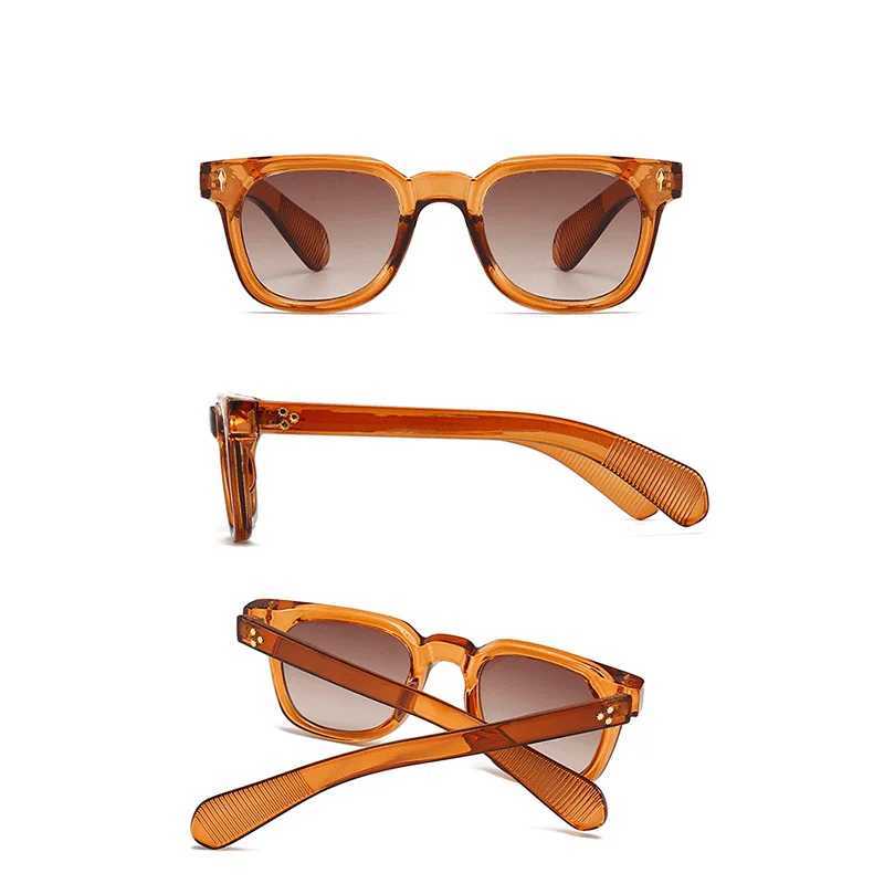 Luxury Square Men Sunglasses Fashion Gradient Driving Shades Eyewear Vintage Green Trendy Rivets Sun Glasses UV400XJ241228