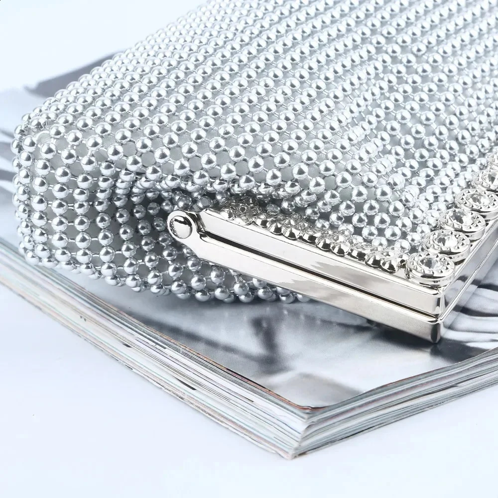 Evening Gold Clutch Bag Glitter Bead N Elegant Woman Party Bags Vintage Fashion Bridal Purse Silver Handbags Night Bag 241227