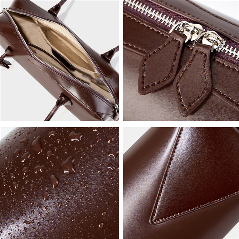 Burminsa Genuine Leather Long Handle Underarm Shoulder Bags For Women 2025 Designer Korean Purses Tote Ladies Handbags