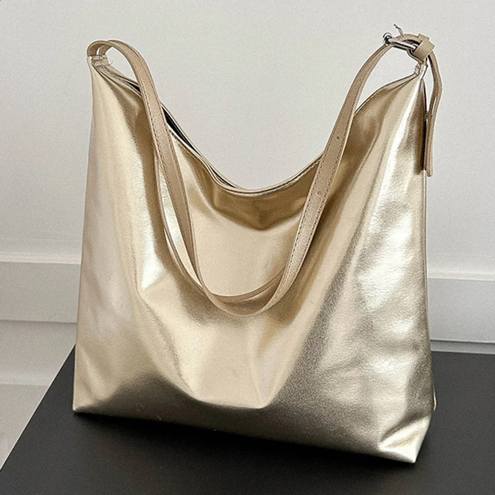 Bag for Women Fashion Shopping Bag PU Top-Handle Handbag High Capacity Silver Gold Casual Leather Tote Bag 241228