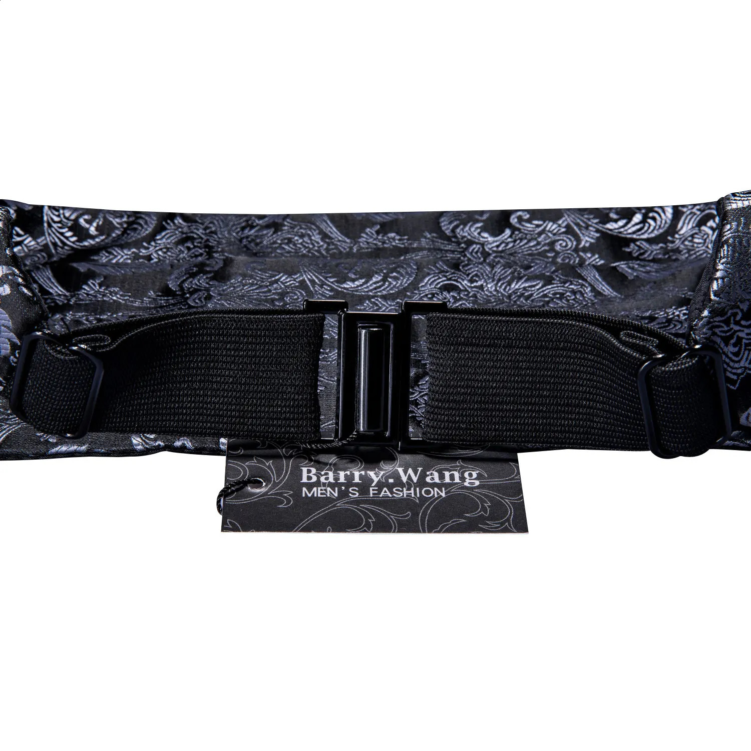 Black Paisley Men Cummerbund Silk Floral Bow Tie Set Pocket Square Cufflink Formal Tuxedo Suit Accessories Barry. Wang B-100 241227