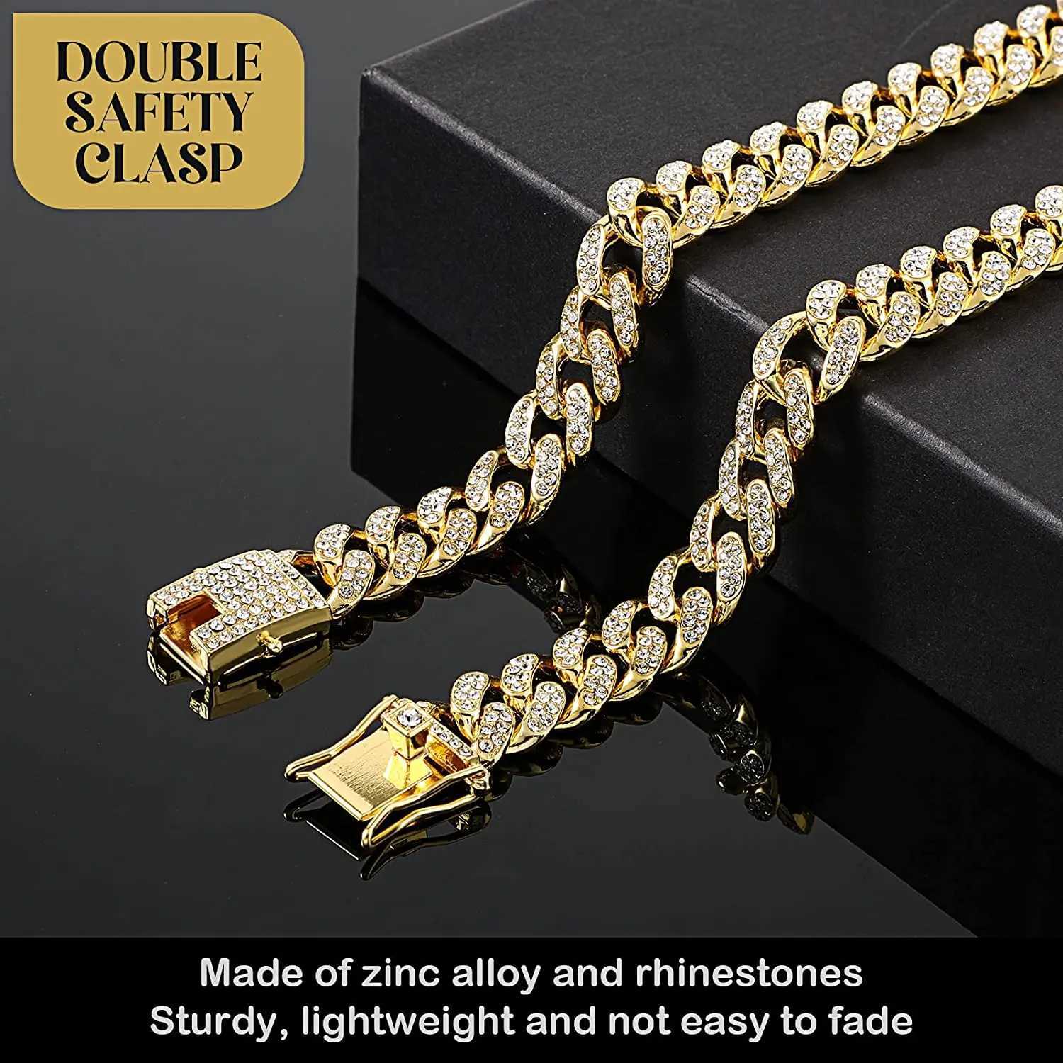 Luxury Gold Dog Chain Necklace Cuban Chain Link Necklace for Small Medium and Large Dogs Pet Necklace Jewelry Crystal Accessories M241228