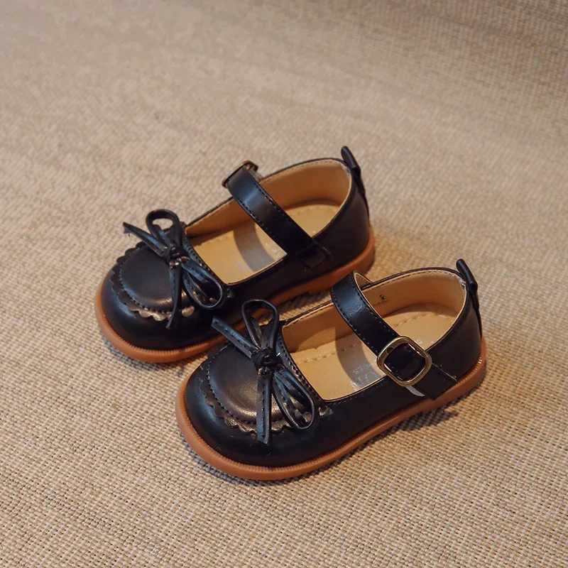 Little Girls Shoes Spring Autumn Kids Soft PU Leather Shoes For Girl School Mary Jane Cute Sweet Flats Shoes Brown Beige Black W241228