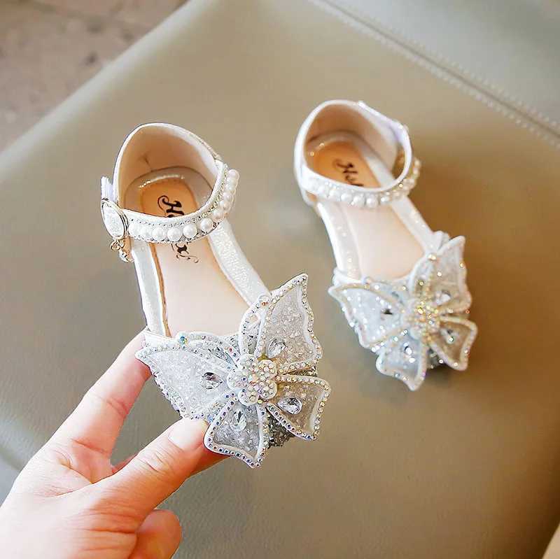 Girls Princess Shoes Butterfly Mesh Diamond Dream For Children Single Shoe Spring Cover Toe 21-36 Infant Sweet Kids Flats W241228