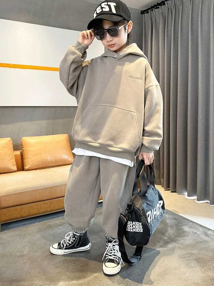 Autumn Children Boy Clothes Set Teenage Girls Letter Hoodies Pullover and Pants Suit Kid Sweatshirts Top and Bottom Tracksuits X241228