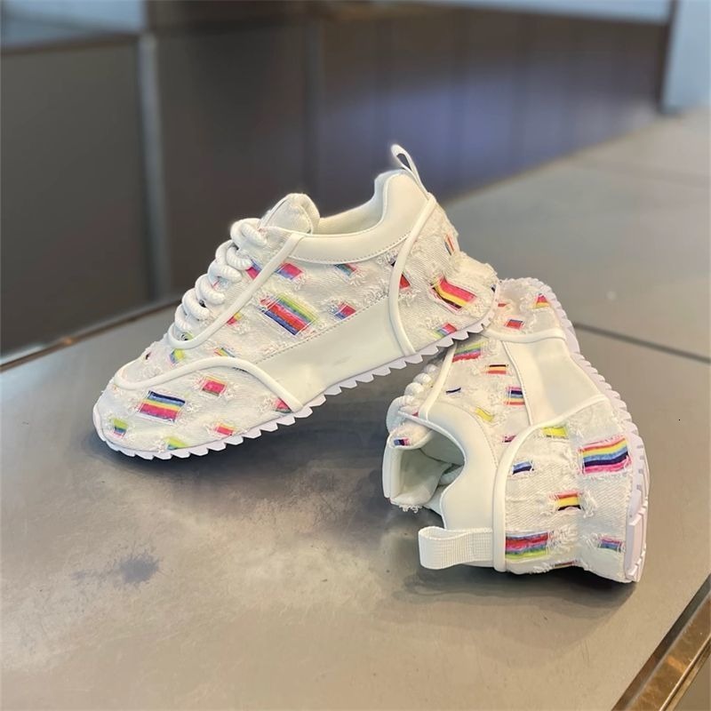 Mens Sneakers Platform for Spring Autumn Moccasins Trend Designer Colorful Stripe Cover Bottom Canvas Men Shoes New ddmythur