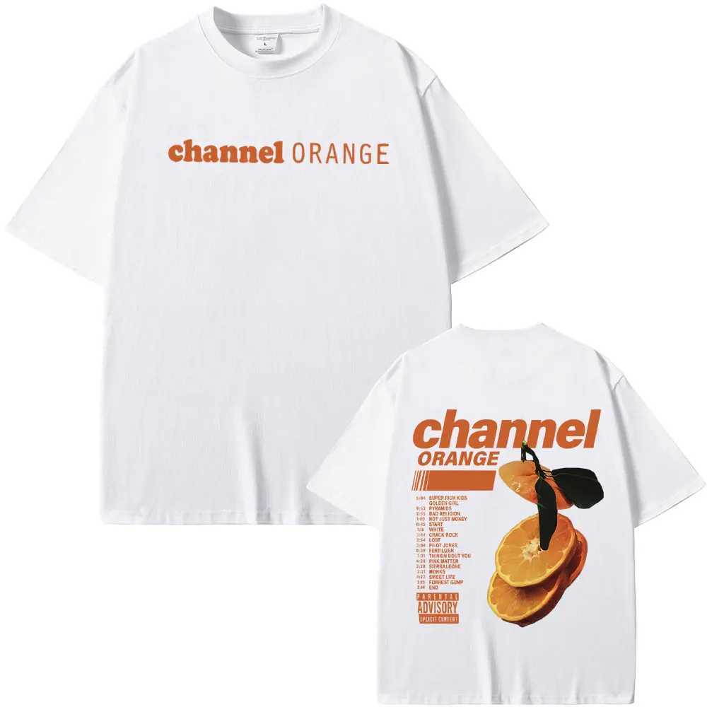 Rapper Frank Orange Graphic Print Tshirt Ocean Oversized T-shirts Blonde Hip Hop Vintage T Shirt Mens Fashion Straps X241228