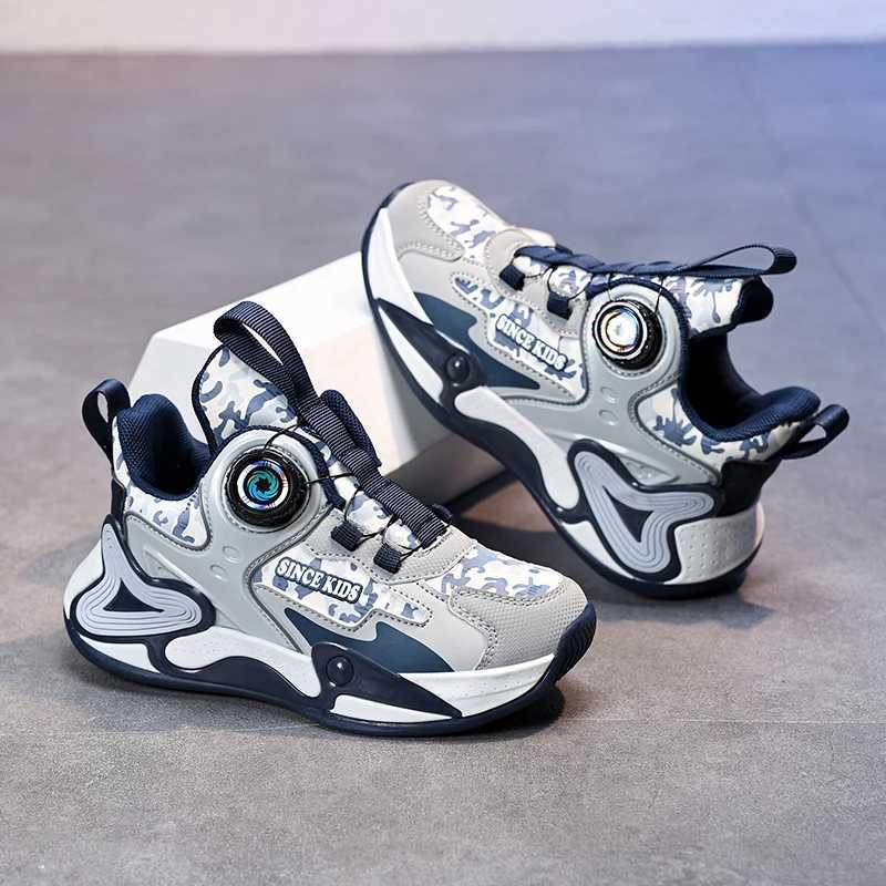 Children Basketball Shoes Swivel Button Boys Fashion Sneakers Girls School Sport Shoes Kids Casual Trainers Outdoor Shoes W241228