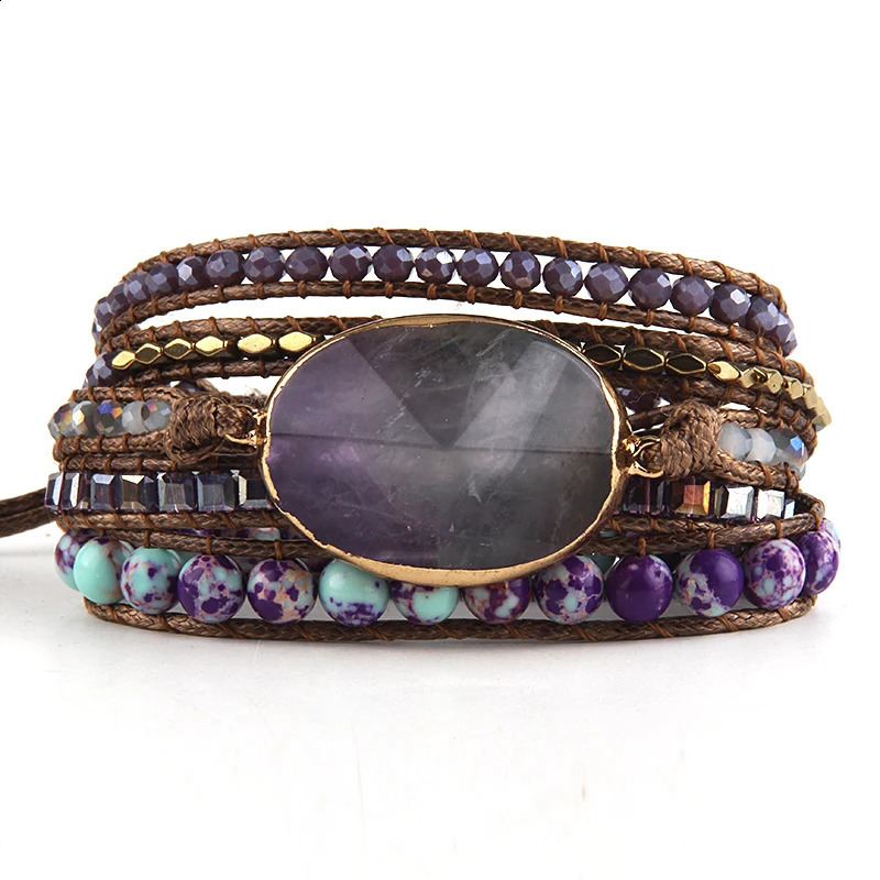 Fashion Bohemian Jewelry Bracelet Mixed Natural Stones Charm Wrap Handma Bracelets Women Festival Gift 241227