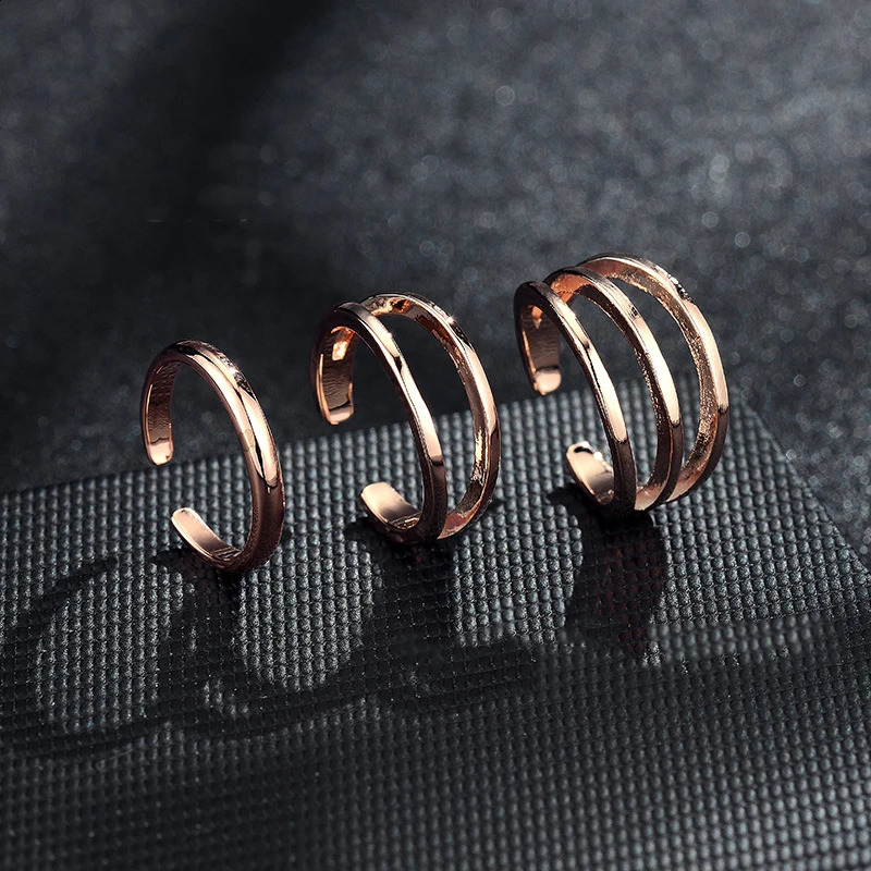 3pcs Adjustable Stainless Steel Toe Rings for Women ThreeColor Sexy Stackable Foot Ring Summer Beach 241225