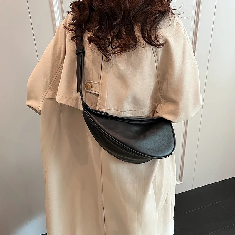 Sewing Thread Shoulder Bags Zipper Womens Bags PU High Capacity Handbag Solid Saddle Splicing Bolsas De Ombro 241228