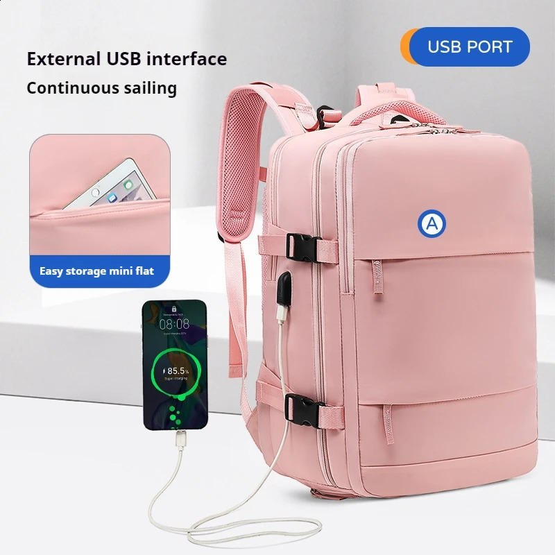 Classic Waterproof Large Capacity Women Backpack USB Charging Laptop Fashion Dry Wet Separation Travel Men Bag 241223