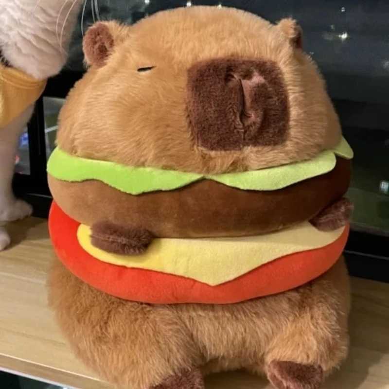 1 PCS Realistic Capybara Burger Plush Cute Capybara Stuffed Animal Pillow Plushie Toy Soft Hamburger Food Stuffed Toys Doll X241227