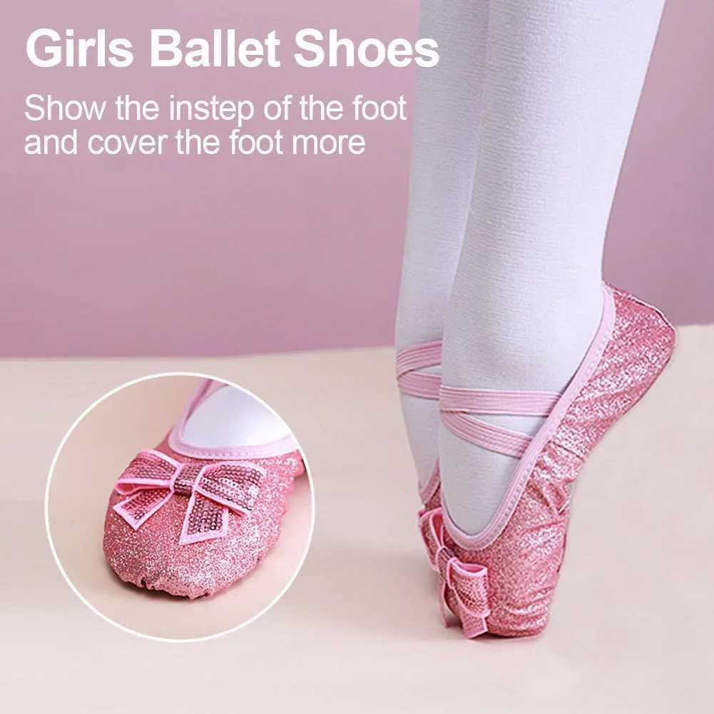 Girls ballet shoes childrens dance sliders professional canvas soft sole shiny ballet shoes girls ballet yoga gym dance shoes W241228