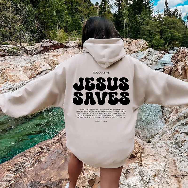 Jesus Saves Sweatshirt Christian Sweatshirts Faith Top Hoodie Bible Verses Crewneck Women Graphic Pullover Tops 241227