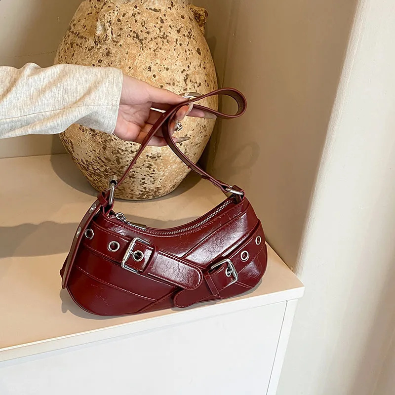 Women PU Vintage Top Handle Bag Adjustable Strap Y2k Retro Girl Handbag Stylish Underarm Bag Cool Style Shoulder Tote 241228