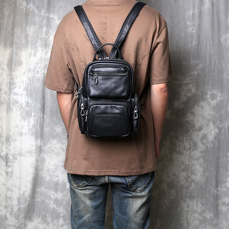 New Men's Genuine Leather Chest Leisure Multi Functional Head Layer Cowhide Crossbody Bag Women's Backpack Large Capacity