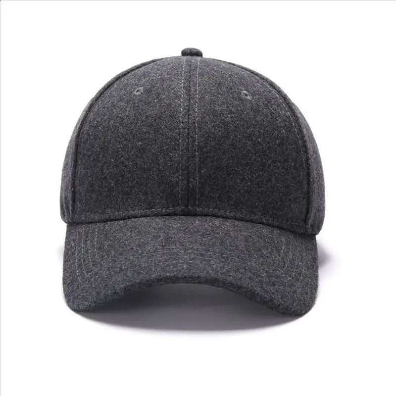 60-64cm Extra Large Size Wool Blend Baseball Dad Cap Male Winter Outdoors Felt Hat Big Bone Elder Man Warm Sport Caps 241227