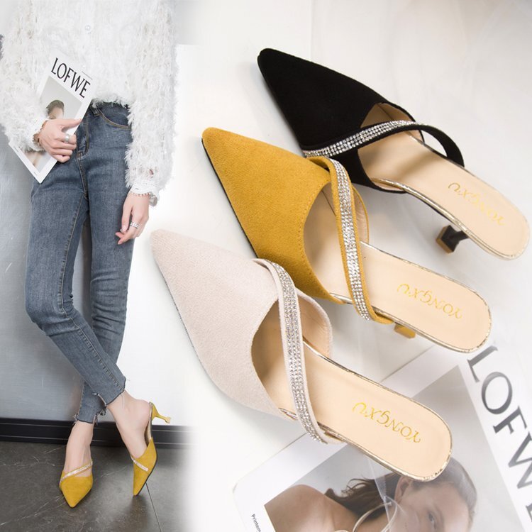 Women Ddmywed New With Pointed Rubber Toe And Thin Heel High Heeled Suede Sandals For Chinese Brand Shoes F Ddmysaturn