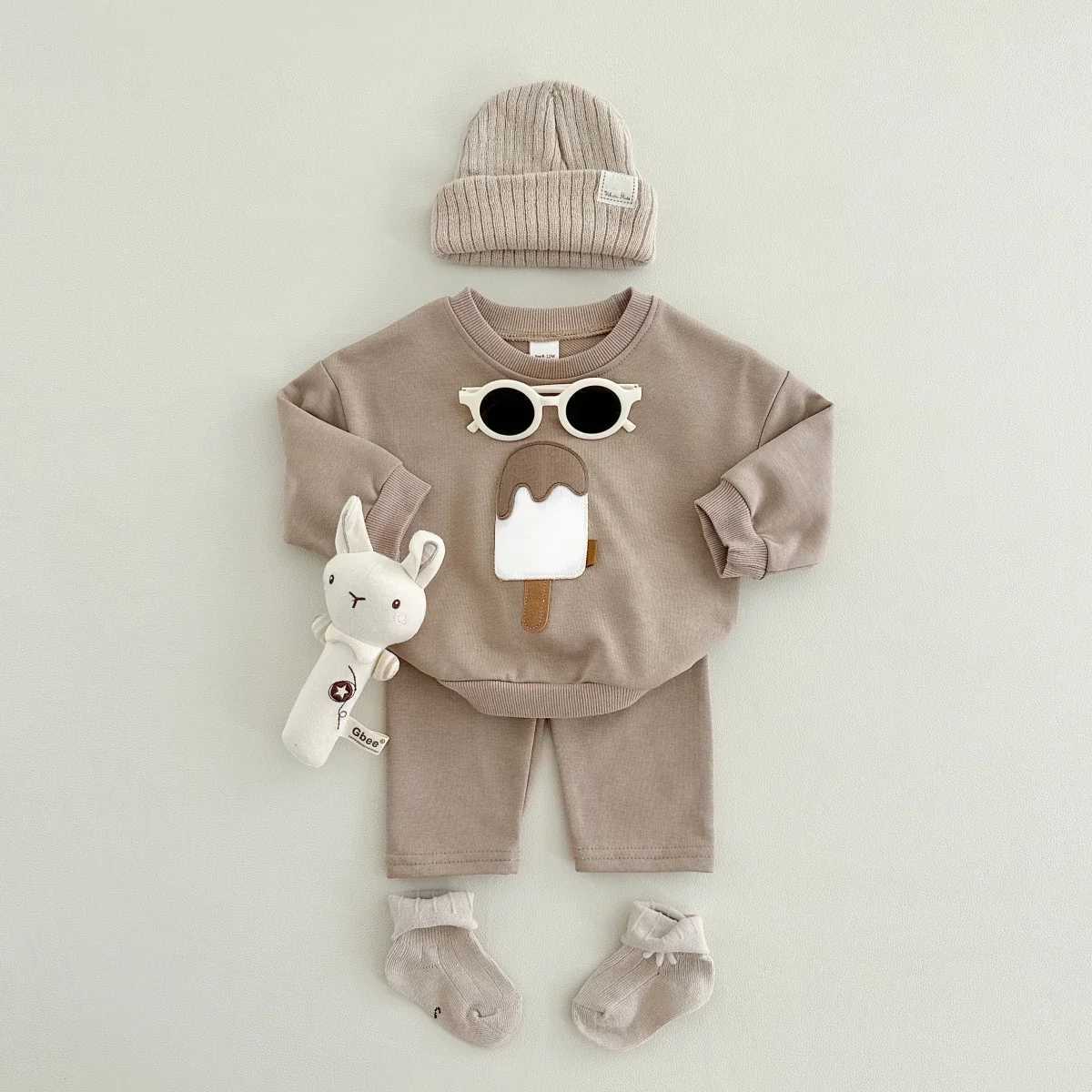 New Autumn Baby Boys Girls Clothing Set Toddler Casual Cotton Home Wear Ice 2PCS Set Long-Sleeved Pants CHIldrens Suits X241228