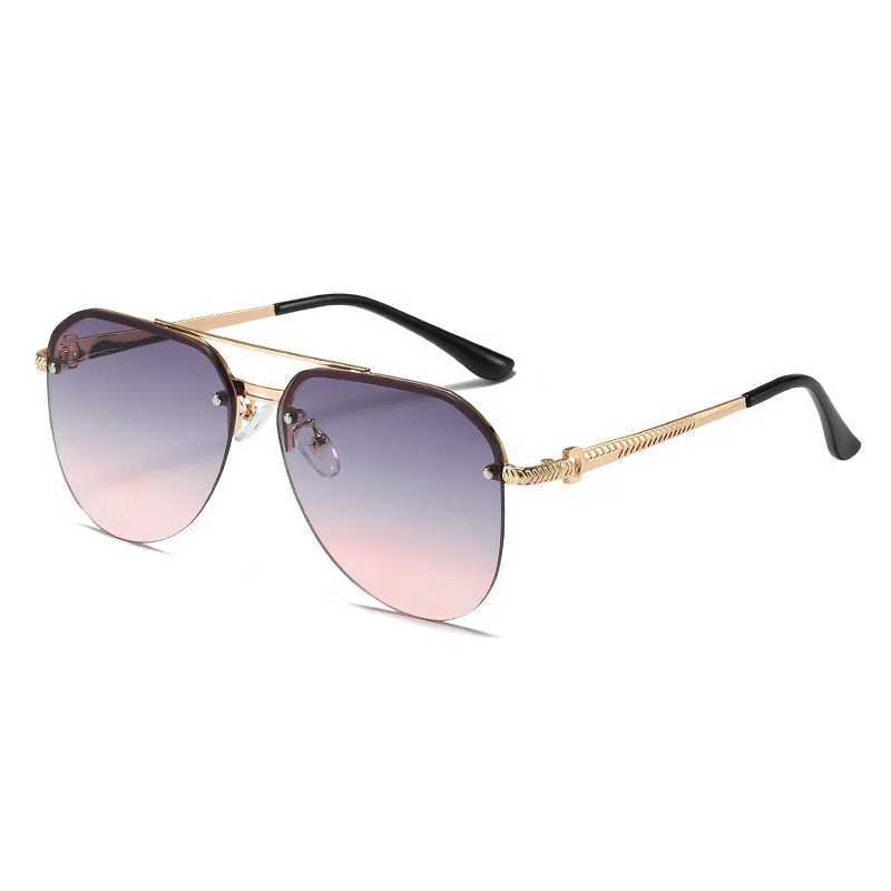 New half frame double beam sunglasses suitable for men and women with luxury driving sunscreen and toad sunglasses W241228