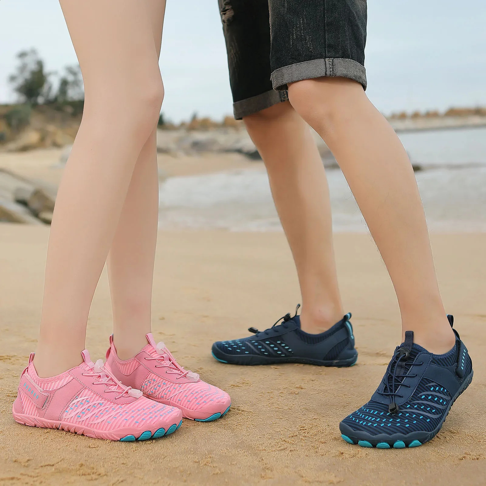 Water Sports Shoes for Men Beach Quick Dry Aqua Shoes WoMens Non Slip Mens Barefoot Five Fingers Aqua Swimming Shoes Breathable 241228