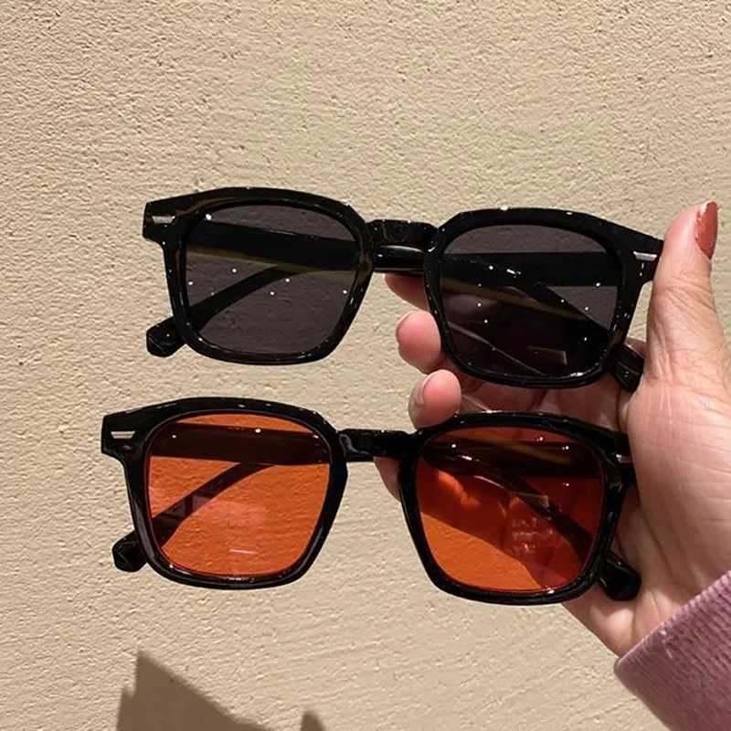 Fashion Retro Square Sunglasses Colorful Lens Black Transparent Frame Sun Glasses Outdoor Sports Ridding Women Men EyewearXJ241228