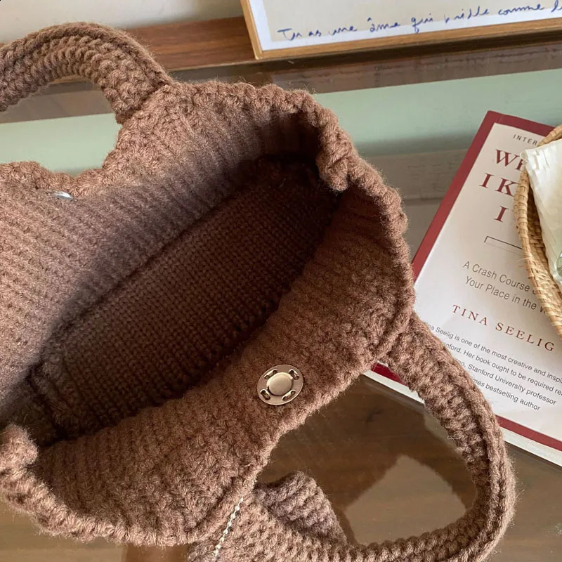 Hylhexyr Autumn and Winter Handmade Crochet Bags Shoulder Bag Solid Color Woolen Knitted Handbag For Women 241227