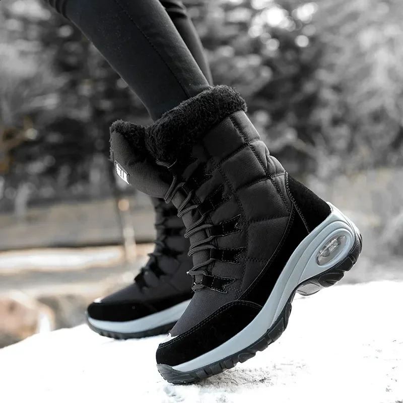 Women Thigh High Boots Platform Fur Warm Snow Winter Shoes Waterproof Slip on Comfortable Outdoor Ankle Hiking 241223