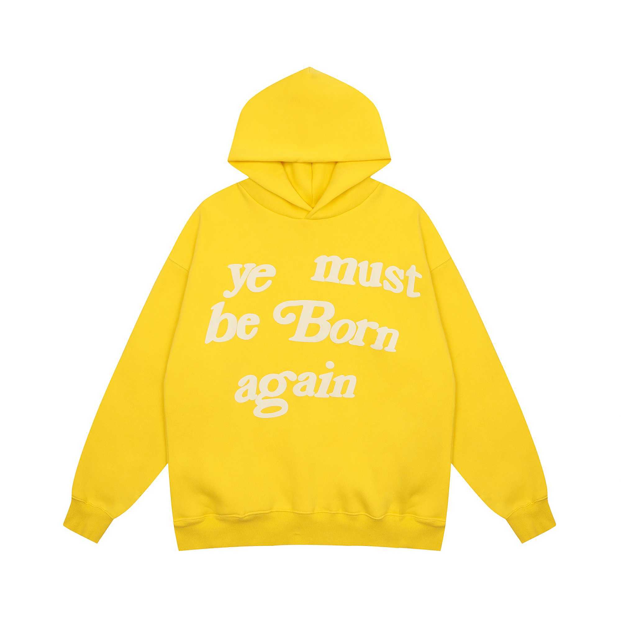 2023fw Yellow Hoodie Men Women 1 1 Puff Print Must Be Born Again Hoody Hip Hop Pullovers CPFM Sweatshirts X241228