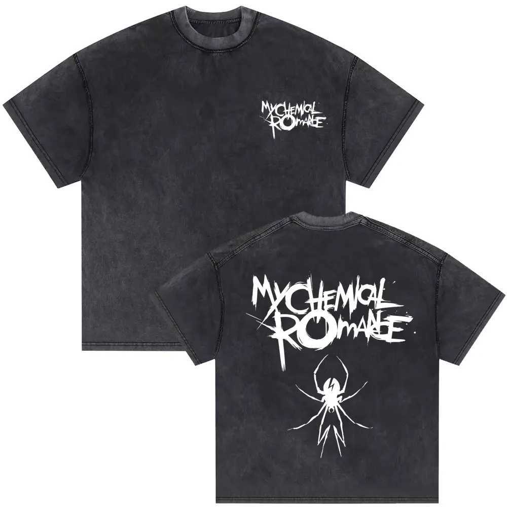 Washed Vintage My Chemical Romance 2007 Tour T-shirt Mens Parade Punk Emo Rock Band T-shirt Mens Fashion Oversized T-shirt X241228