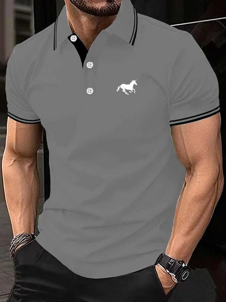 New Summer shirt Shirt Mens Fashion Short Sleeve shirt Mens Casual Personalized shirt Shirt Flip Collar Striped Mens Top shirt Shirt X241228