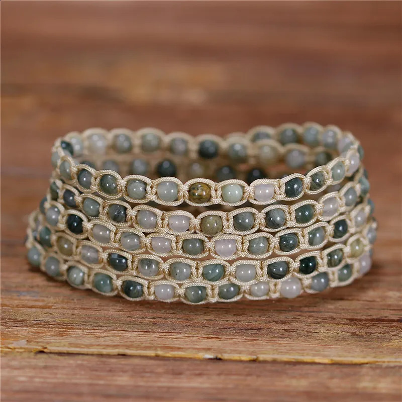 Beaded Braided Bracelets Natural Stones 5X Strands Wrap Bracelets Vintage Woven Stackable Bracelet Yoga Handmade Lover Bracelet 241227