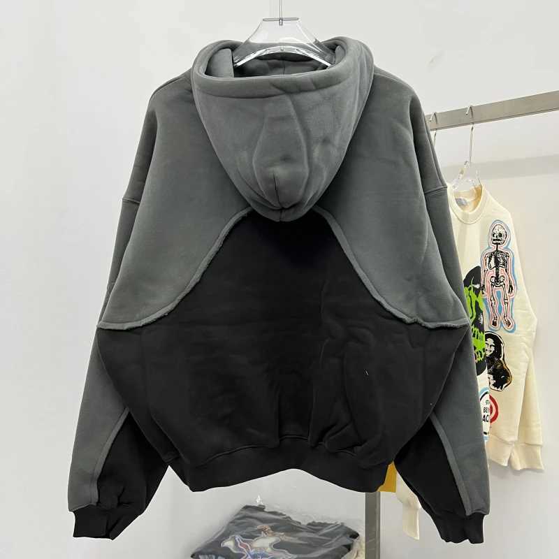 24FW New Saint Hoodie Autumn Winter Street Clothing foam Alphabet Printing Two Tone Patch Work Hoodie Mens Loose Wool Sweatshirt M241228