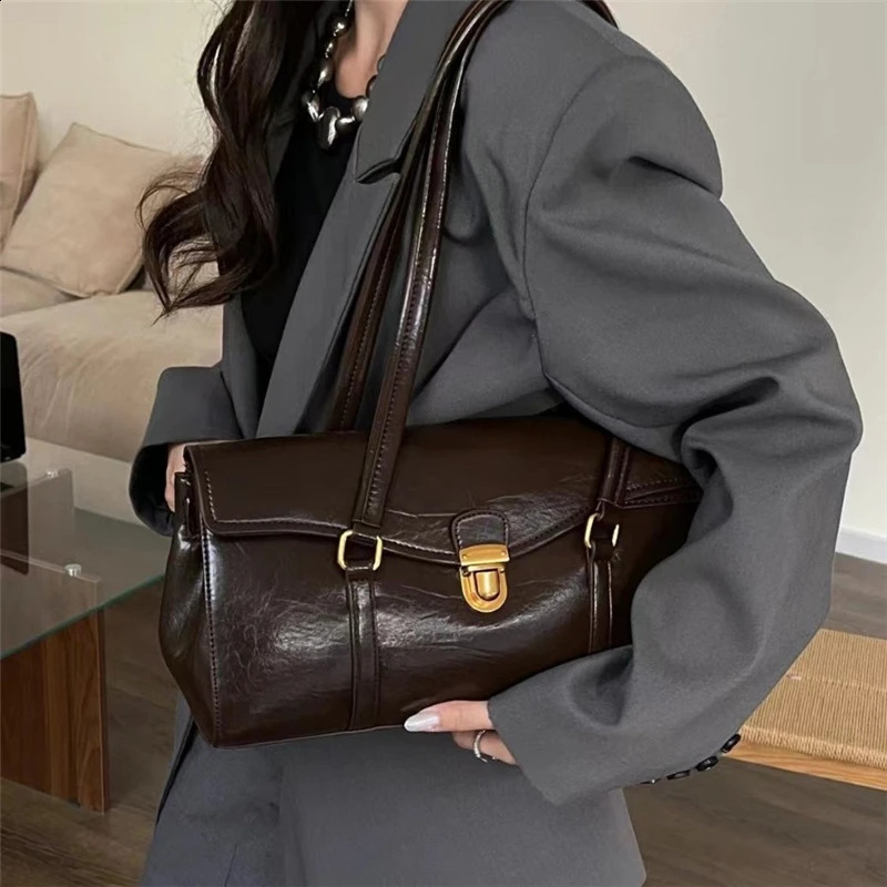 Hifashion Vintage Genuine Leather Underarm Shoulder Bags For Women 2025 Trend ner Large Capacity Tote Purse Ladies Handbags 241227