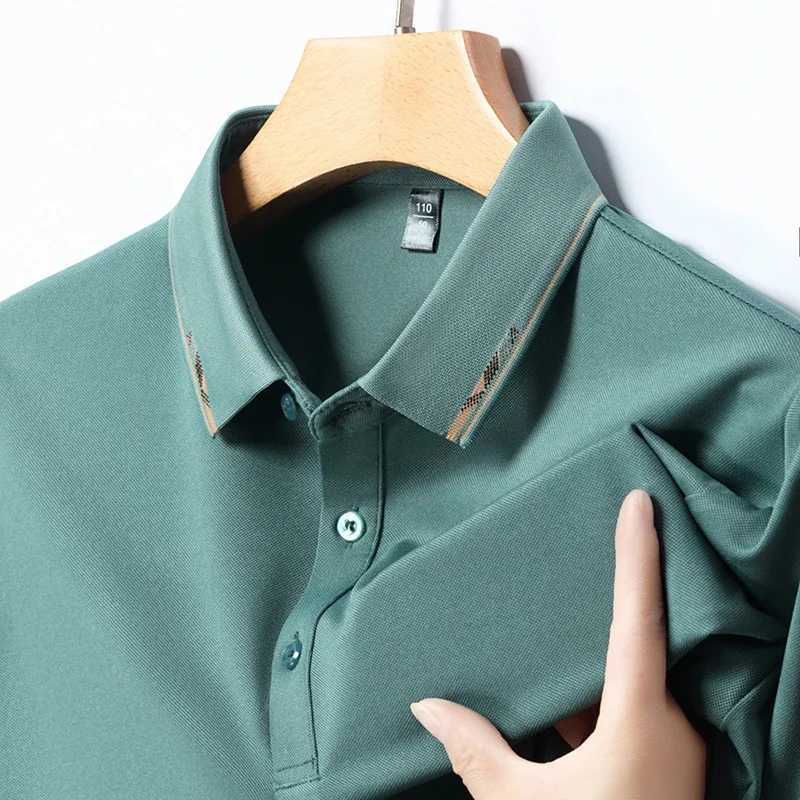 2024 mens solid color cotton business casual shirt shirt summer fashion short sleeved comfortable breathable top X241228