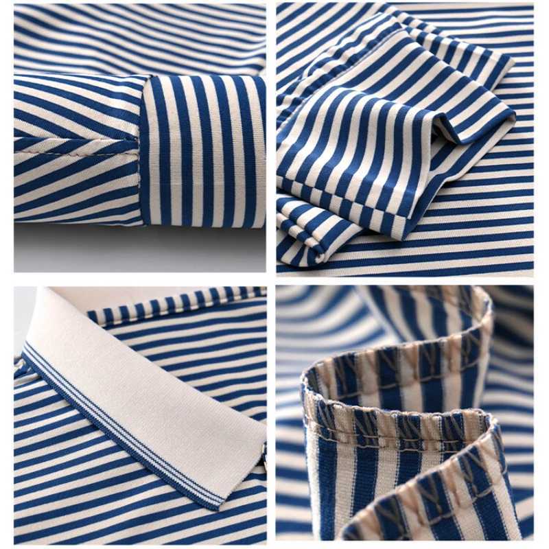 Business casual breathable street style mens striped shirt shirt wearing long sleeved tie T-shirt every day. M-4XL X241228