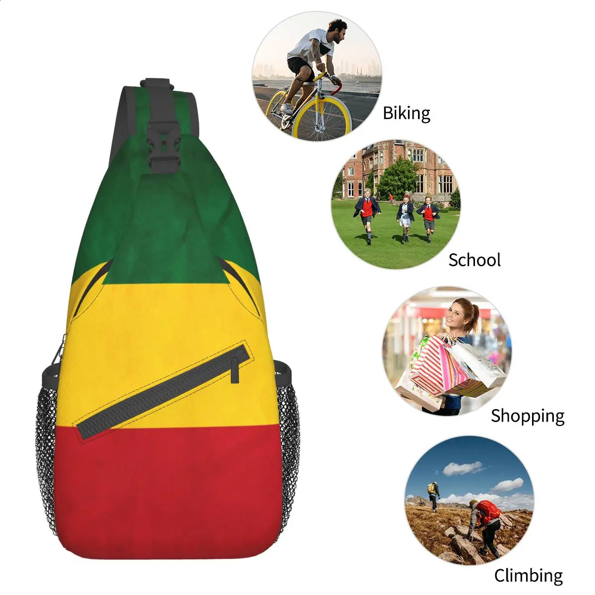 Judah Flag Rasta Small Sling Bags Chest Crossbody Shoulder Backpack Travel Hiking Daypacks Fashion Bookbag 241228