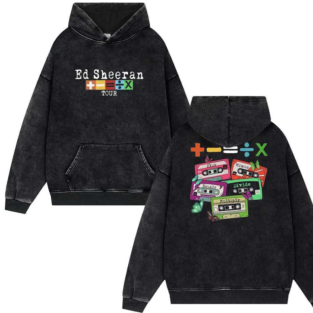 Ed Sheeran Tour 2024 Vintage Washed Hoodies Man Woman Harajuku Anime Popular Muscic Fans Gift Unisex Pullover Couple Sweatshirt X241228