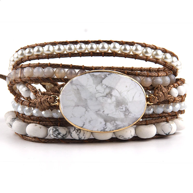 Fashion Bohemian Jewelry Bracelet Mixed Natural Stones Charm Wrap Handma Bracelets Women Festival Gift 241227