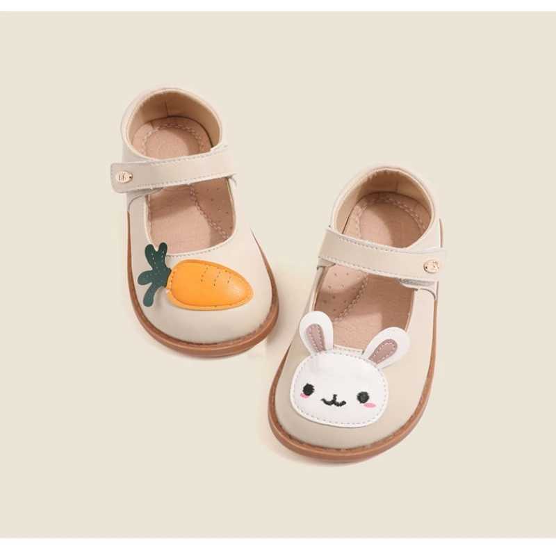 Autumn Genuine Leather Rabbit Carrot Baby Girls Flat Shoes High Qu Arch Insole Little Kids Mary Jane Shoes W241228