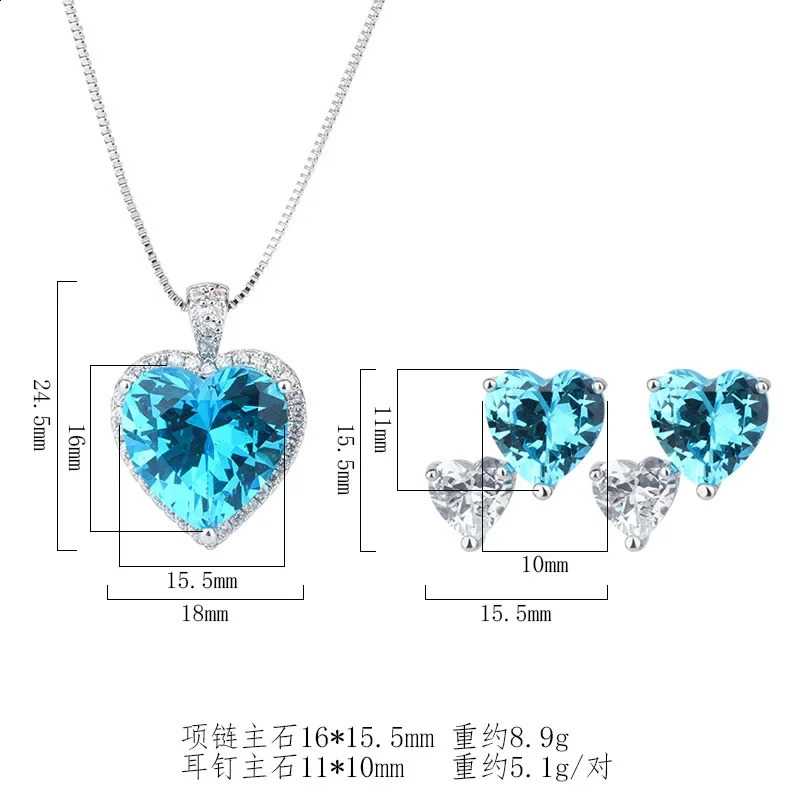 Accessories S925 silver-plated 18K gold colored treasure heart-shaped pendant earrings versatile set womens 15 * 15-9 * 9 gift 241226