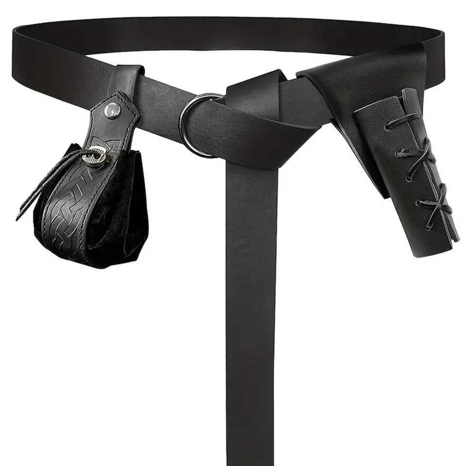 UYEE Medieval Belt Vegvisir Knight Waistband PU Leather Belt Retro Renaissance Knight Belt Leather Waistband for Men W241228