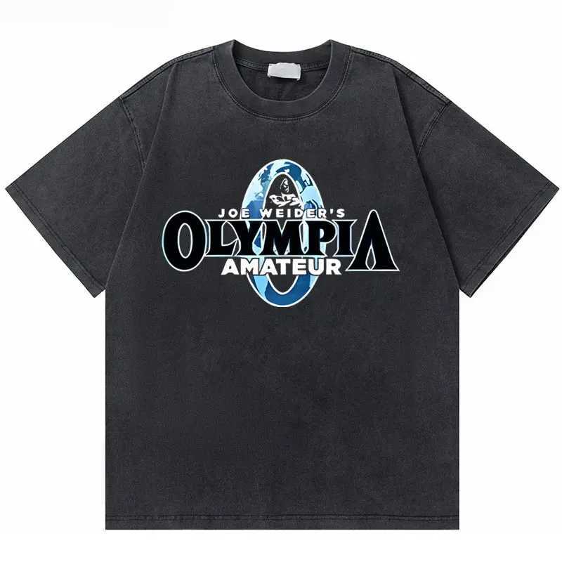 Corrugated retro Olympia gym skeleton double-sided printed T-shirt mens waist cotton T-shirt mens fashion brand T-shirt X241228
