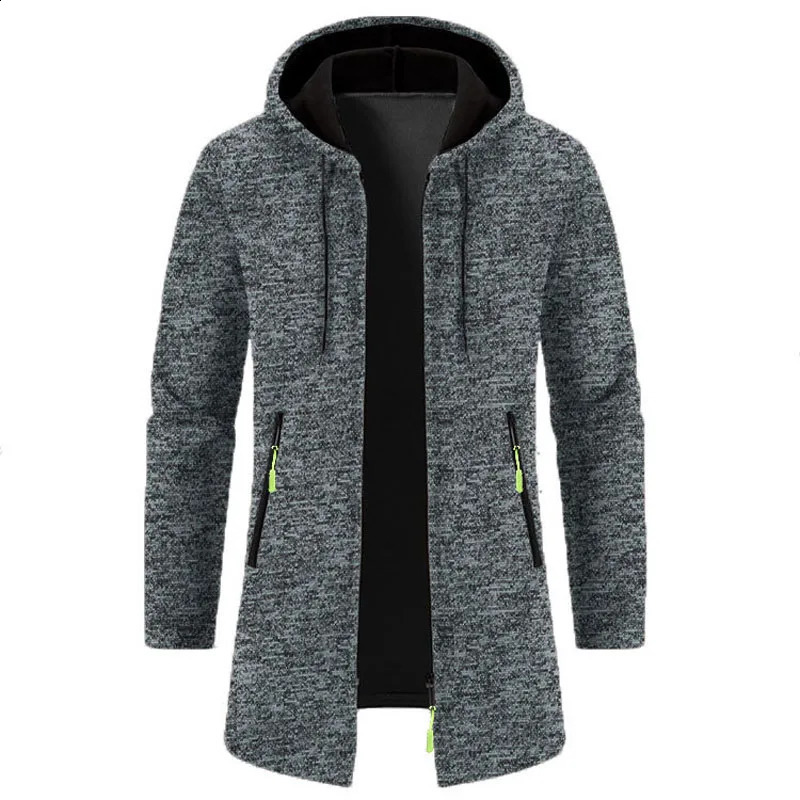 Mens Hoodies SpringAutumn CasualSolid Hooded Zip-Up Sweatshirts LongSleeve Knit Hoodie Mens Sweatshirt Streetwear Hoody Cardigan 241227